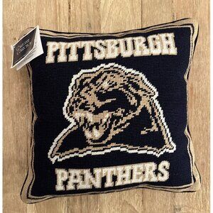 Pittsburgh Panthers PILLOW Wool Needlepoint Collegiate Licensed NCAA Logo PITT